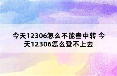 今天12306怎么不能查中转 今天12306怎么登不上去